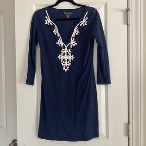 Lilly Pulitzer Blue and white 3/4 length sleeve dress